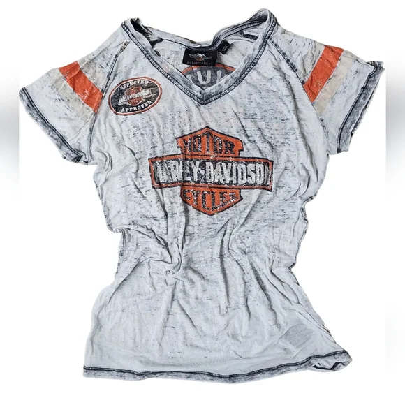 Vintage Harley Davidson Motercycles Gray & Orange Tee - Picture 3 of 9